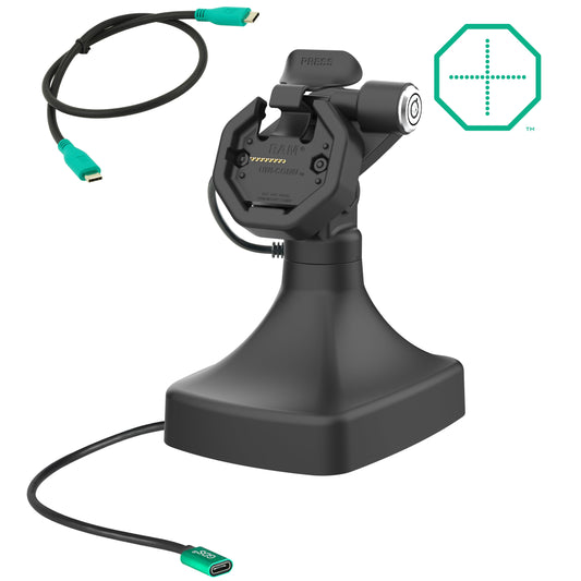 RAM Mounts GDS key-locking tilt and swivel dock with USB-C for IntelliSkin Thin-Case tablets with rear pogo pads – main product photo