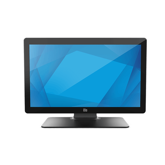 Elo 2203LM 21.5" medical-grade touch monitor, black, with stand – front view