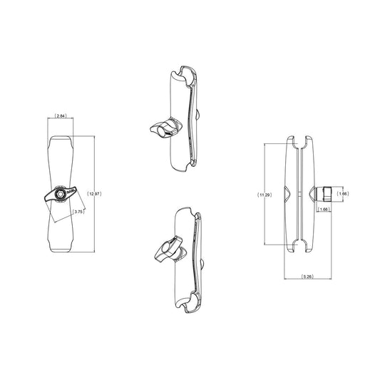 RAM Mounts D-size long double socket arm (330 mm) RAM-D-201U-E – alternative view