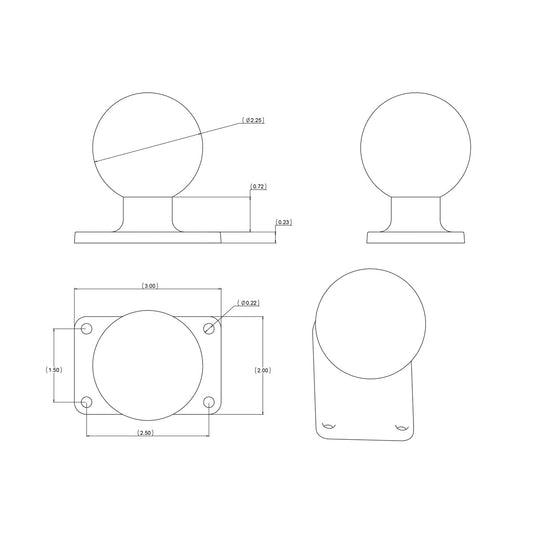 RAM Mounts D-size ball base with 1.5 x 2.5 inch hole pattern – alternative view