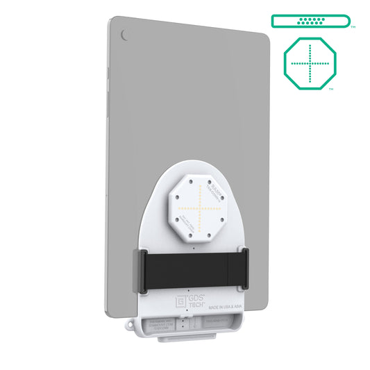 RAM Mounts GDS Tab-Conn adapter for tablets without case with D-Shape & rear pogo pads in light grey – main product photo