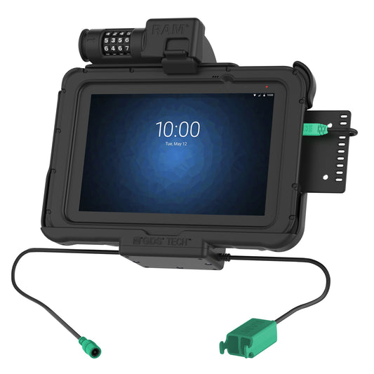 RAM Mounts combination-locking GDS power dock with dual USB-A for Zebra ET5x 8.3" and 8.4" rugged tablets – product photo