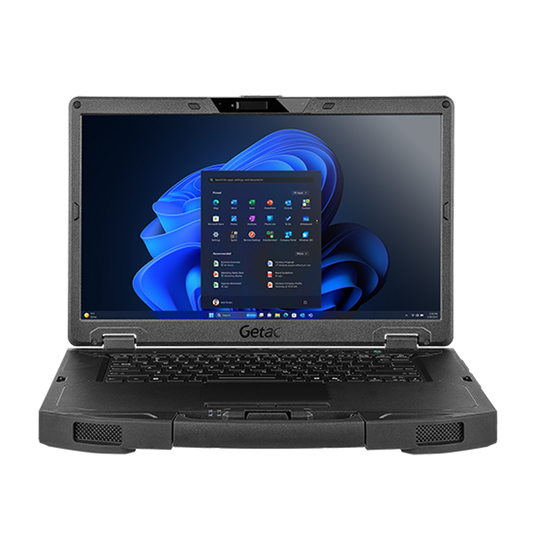 Getac S510 rugged 15.6-inch laptop SU1N7CQ4SDCX (Core Ultra 5, German keyboard), front view with 15.6-inch Full HD touchscreen