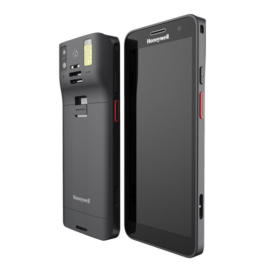Honeywell CT37 Android mobile computer, black, 5G, S0703 2D imager (CT37-X1N-57E10DG) – front and back view