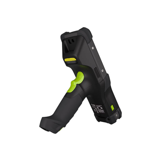 Zebra MC9450 rugged 5G keypad mobile computer, pistol grip, 29-key numeric calculator layout keypad (MC945B-3G1M6ASS-A6) – back angled view showing pistol grip