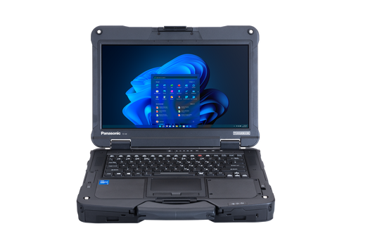 Panasonic TOUGHBOOK 40 mk2 rugged 14-inch laptop (UK keyboard, 4G), open front view with Full HD touchscreen