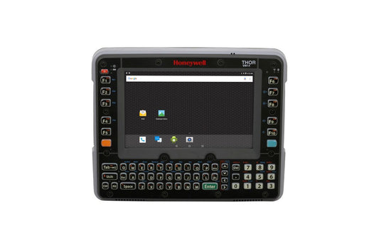 Honeywell Thor VM1A 8" Android vehicle-mount computer with integrated QWERTY keypad, cold storage, resistive touch (VM1A-L0N-1A2B20E) – front view