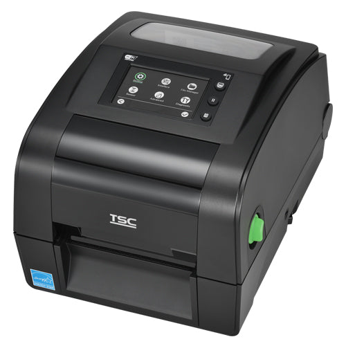 TSC TH340R 4-inch desktop UHF RFID label printer, 300 dpi, touch display, Wi-Fi + Bluetooth, care label cutter, black (TH340R-A001-0132) – front view