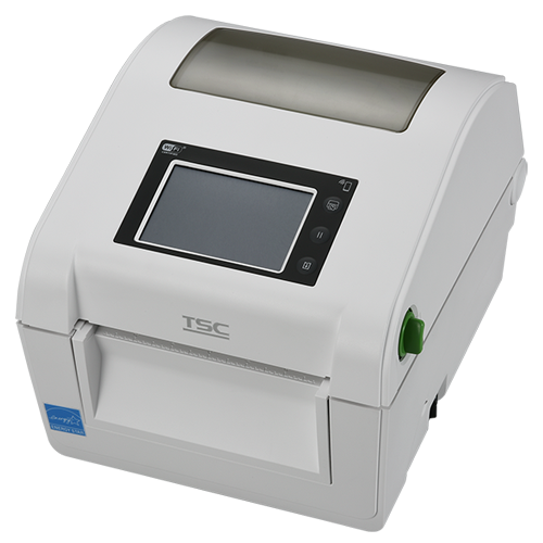 TSC DH240THC 4-inch healthcare desktop direct thermal label printer, 203 dpi, touch display, white (DH240HC-A001-0002) – front view