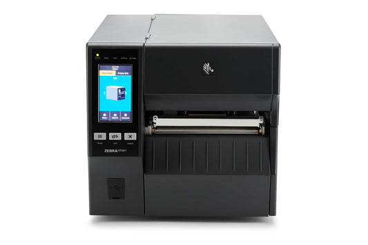 Zebra ZT421 industrial label printer, tear-off, 203 dpi, thermal transfer (ZT42162-T0EC000Z) – front view