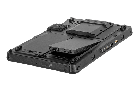 Getac F110 G7 rugged 11.6-inch tablet (FT6164JI1MXX) – back view with hot-swap batteries