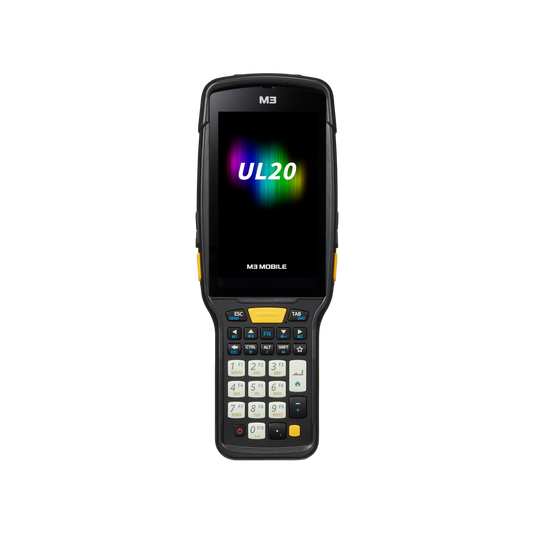 M3 Mobile UL20W (Wi-Fi) rugged Android mobile computer, 28-key numeric keypad, SE4850 long-range 2D imager (U20W0C-PLCFRS-HF) – front view