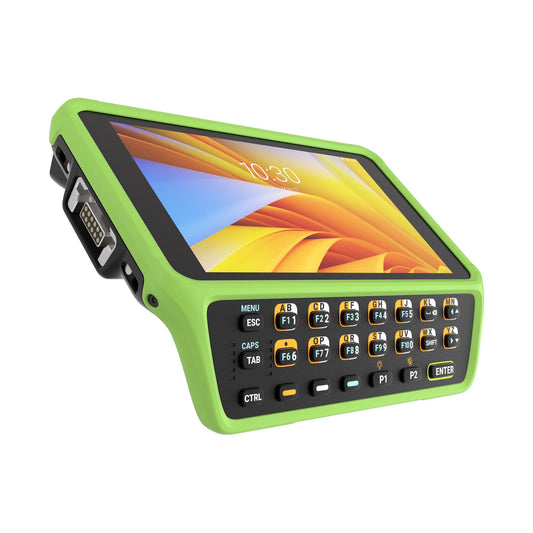 Zebra WT6400 wearable wrist computer, 23-key function alphanumeric keypad (WT0-WT64B-K6DCC2A6) – angled view of keypad