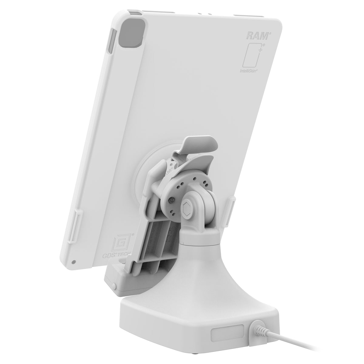 RAM Mounts GDS tilt and swivel dock with USB-C for IntelliSkin tablets with Uni-Conn adapter in grey – additional view