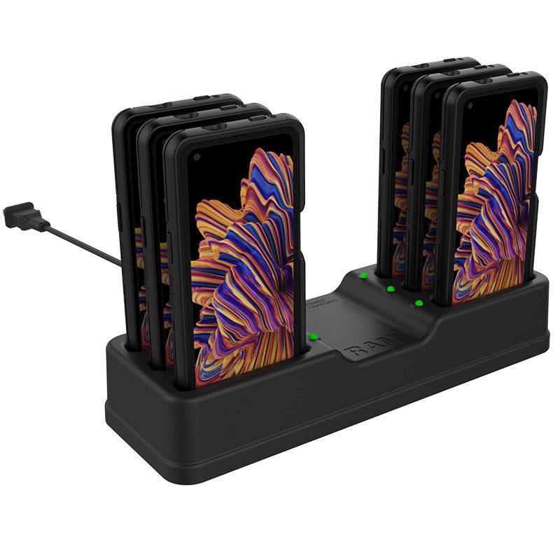 RAM Mounts 6-port multi-device charging dock for Samsung Galaxy XCover Pro in OtterBox uniVERSE case – main product view