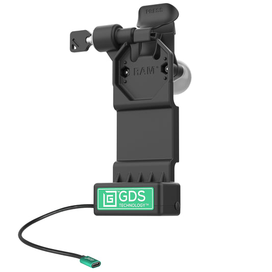 RAM Mounts GDS Uni-Conn left-locking tablet dock with release lever – product photo