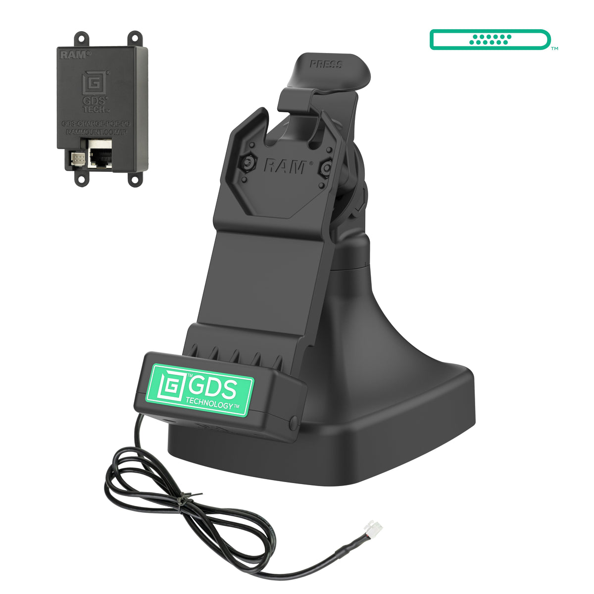 RAM Mounts GDS tilt and swivel dock with PoE for IntelliSkin tablets with Uni-Conn adapter – main product photo