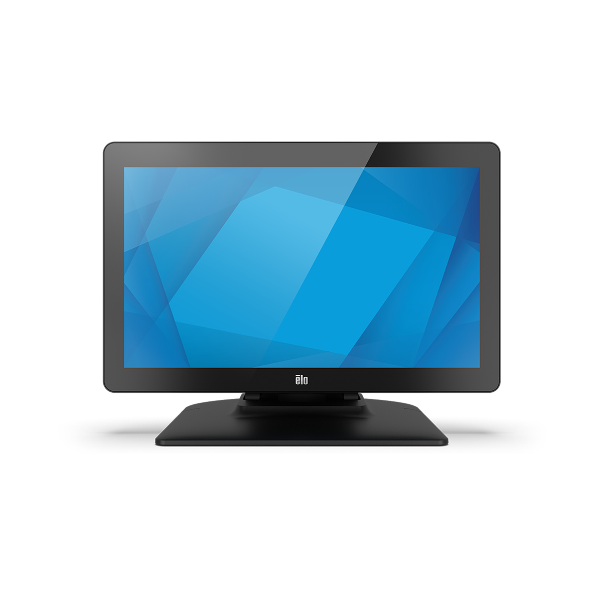 Elo 1502LM 15.6" medical-grade touch monitor, black, with stand – front view