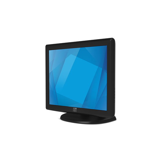 Elo 1715L 17-inch touchscreen monitor in dark grey, left view
