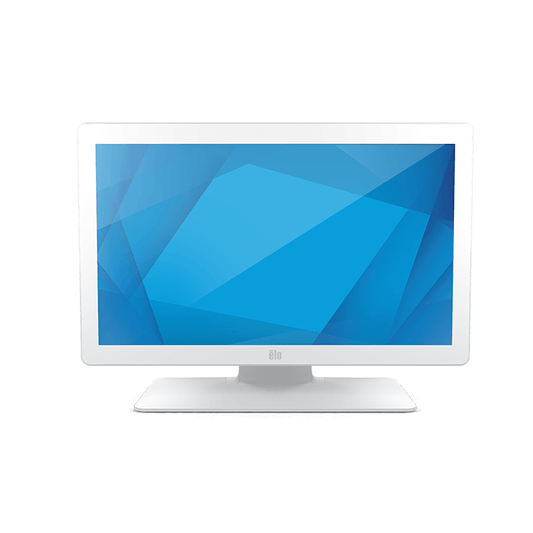 Elo 2203LM 21.5" medical-grade touch monitor, white, with stand – front view