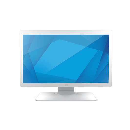 Elo 2403LM 23.8" medical-grade touch monitor, white, with stand – front view