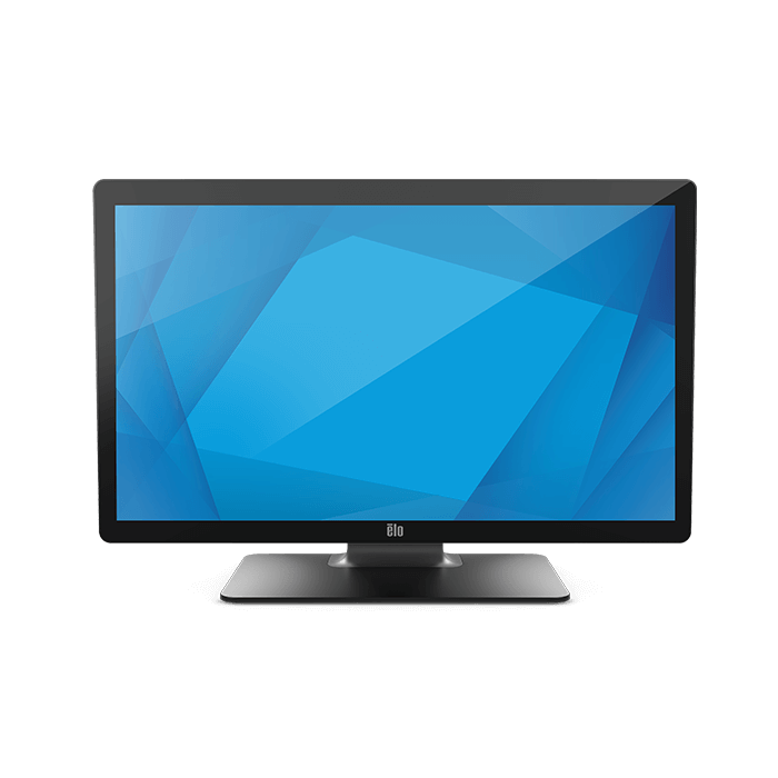 Elo 2703LM 27" medical-grade touch monitor, black, with stand – front view