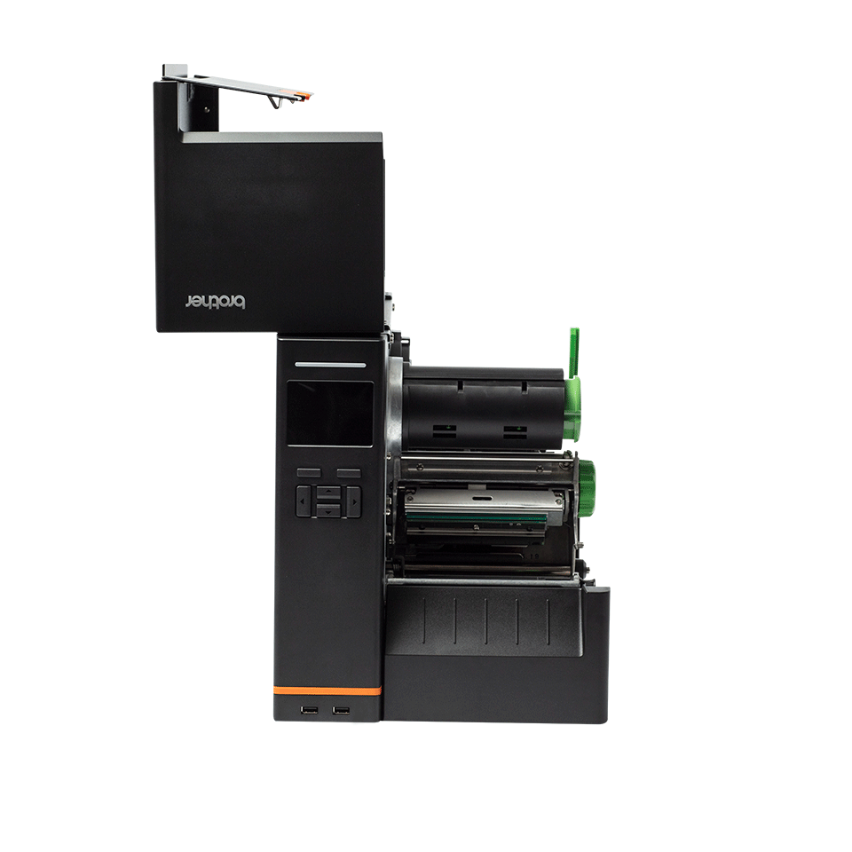 Brother TJ-4420TN industrial label printer – with media cover open