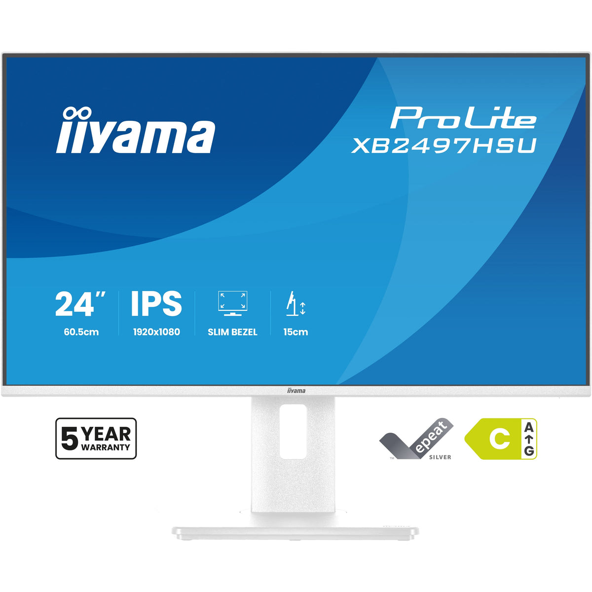 iiyama ProLite XB2497HSU-W1 24-inch monitor, white – alternate view