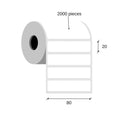 Paper thermal labels 80x20 / 2000 pcs, 40 g, eco, acrilic adhesive, an external coil, white, corners rounded