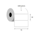 Thermal labels 70x30 / 1000 pcs, 40 g, eco acrylic adhesive 1 row an external coil rounded corners white