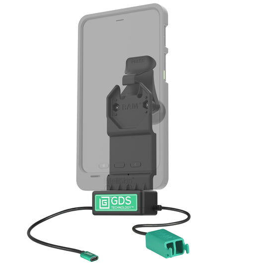 RAM Mounts GDS Uni-Conn tablet dock + dual USB-A with release lever – alternative view