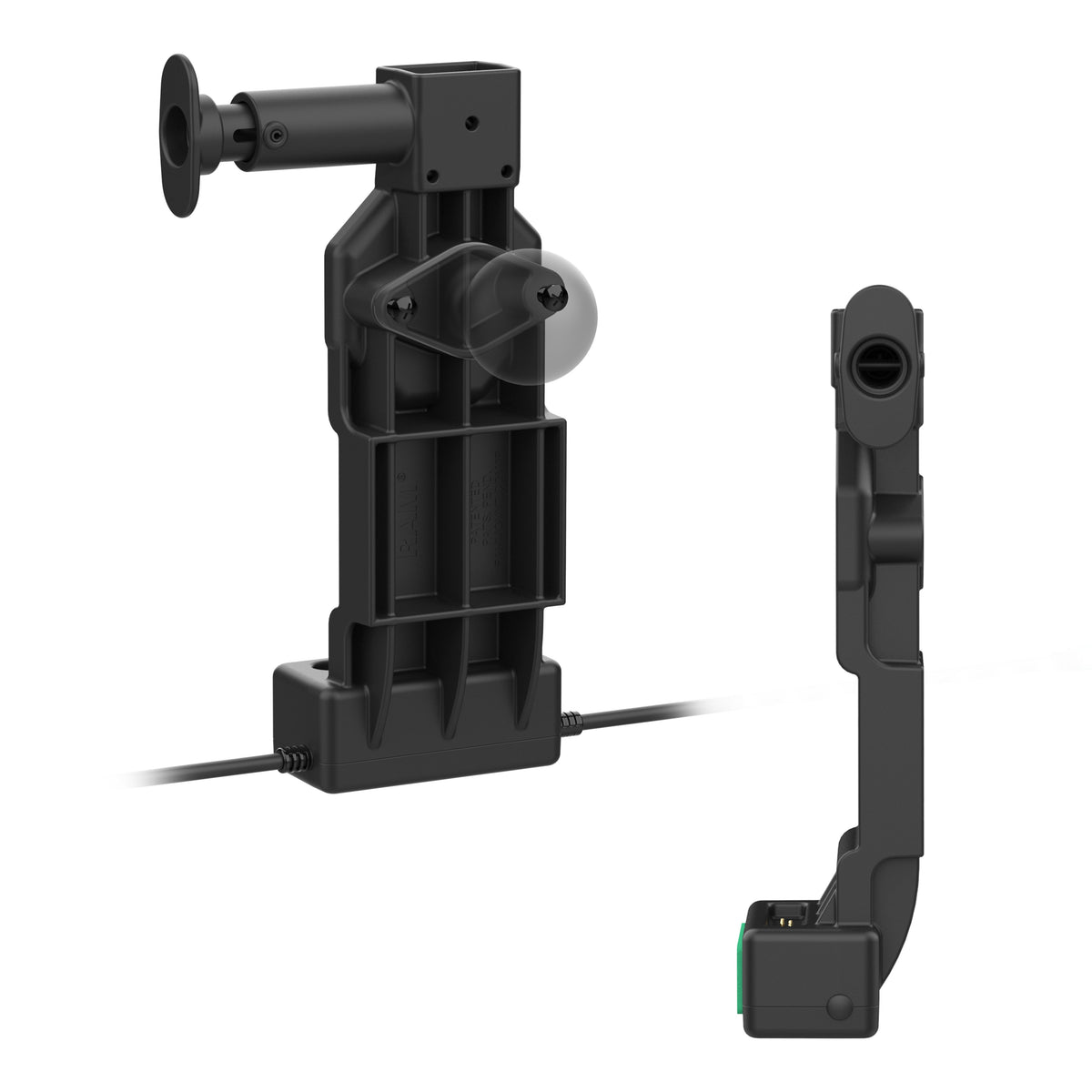 RAM Mounts GDS Uni-Conn tablet dock + dual USB-A with release button – another angle