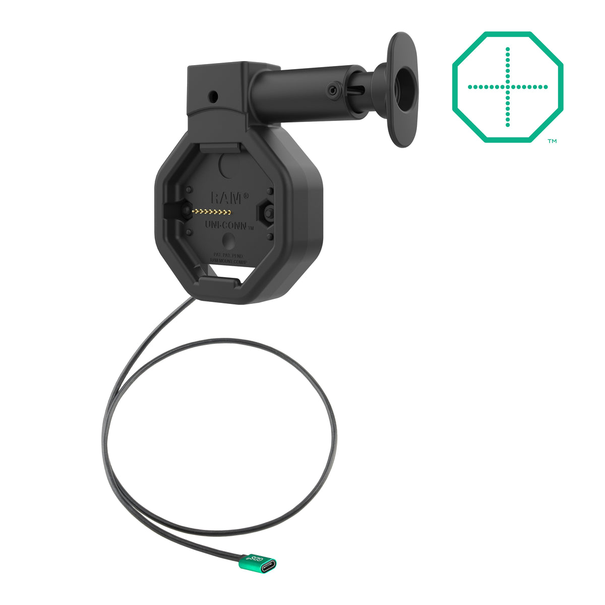 RAM Mounts GDS Uni-Conn USB-C tablet dock with release button, 800 mm cable – product photo