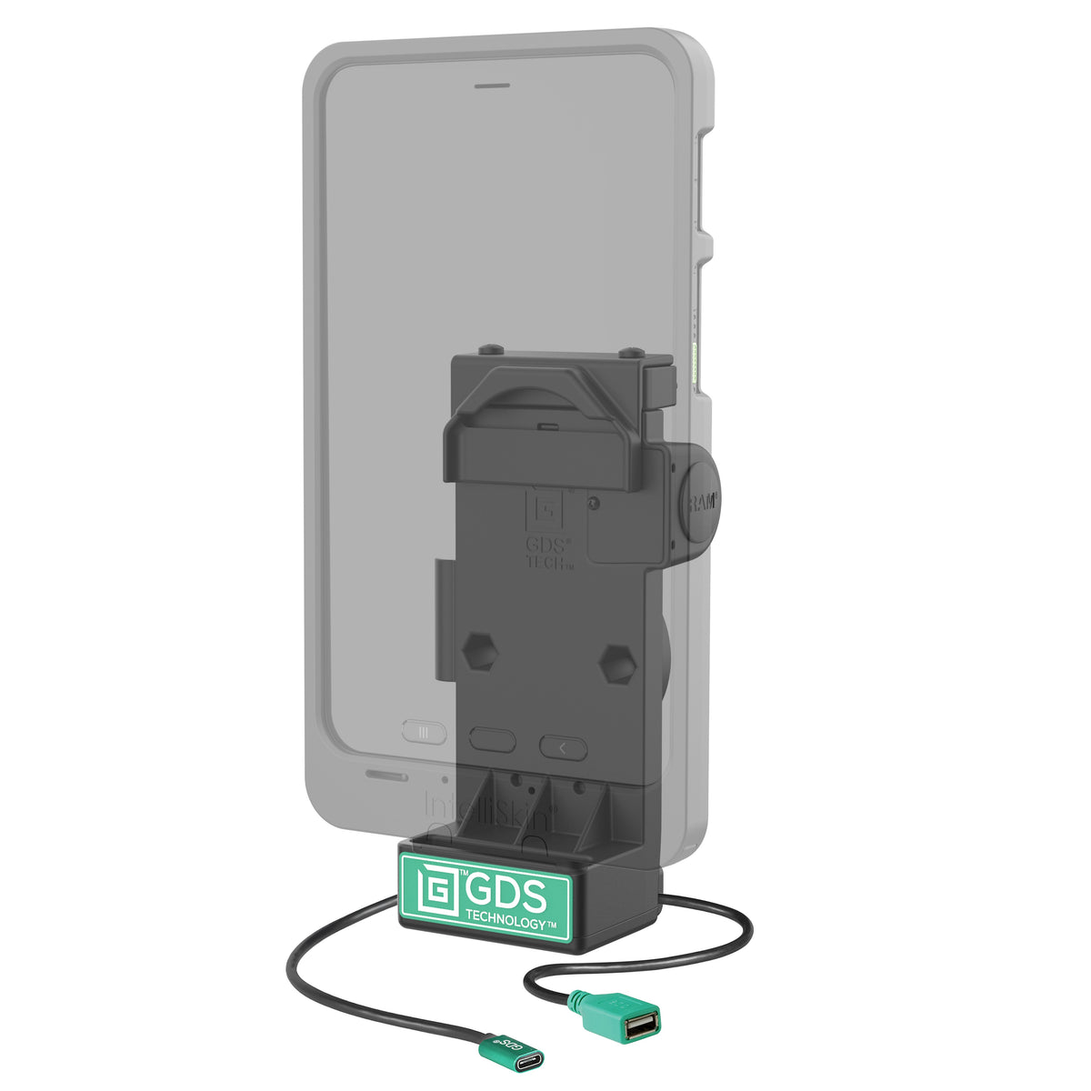 RAM Mounts GDS Uni-Conn spring-loaded tablet dock + usb-a, heated pins – alternative view