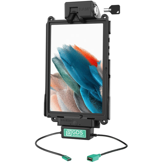 RAM Mounts key-locking GDS Tough-Dock + Single USB-A for Samsung Tab A8 10.5" (SM-X200) in IntelliSkin – product photo