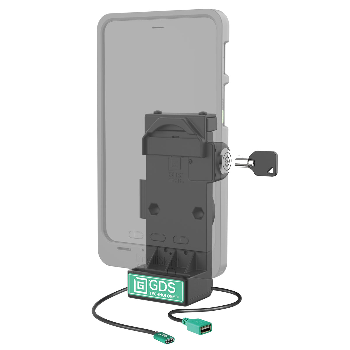 RAM Mounts GDS Uni-Conn locking spring-loaded tablet dock + usb-a, heated pins – alternative view