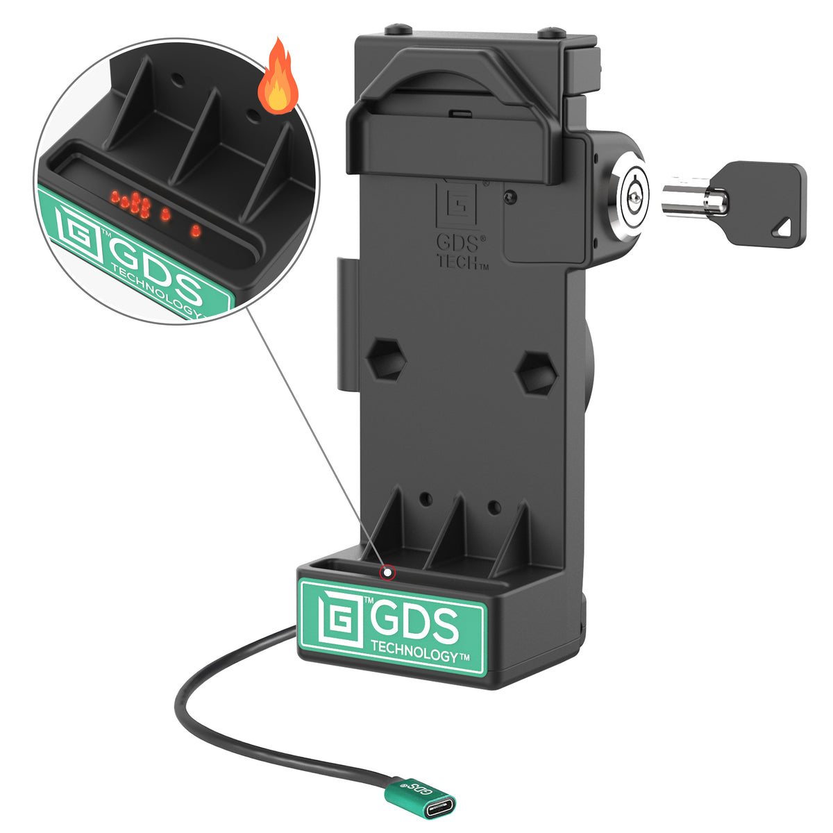 RAM Mounts GDS Uni-Conn locking spring-loaded tablet dock, heated pins – product photo