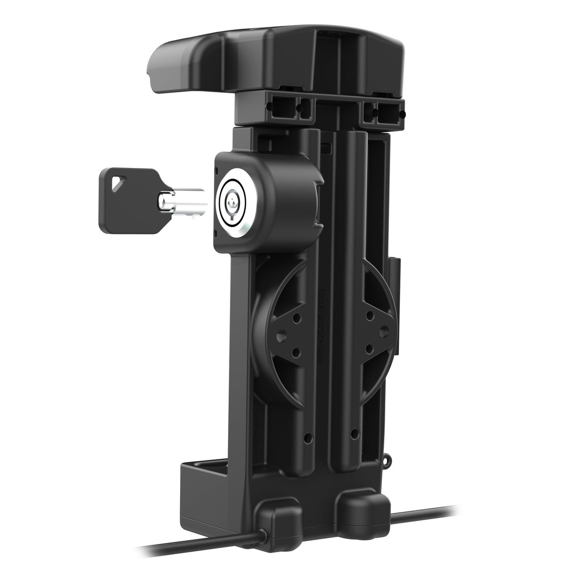 RAM Mounts GDS key-locking powered dock with USB-A and heated pins for Zebra TC22, TC27, TC53 and TC58 in IntelliSkin – another angle