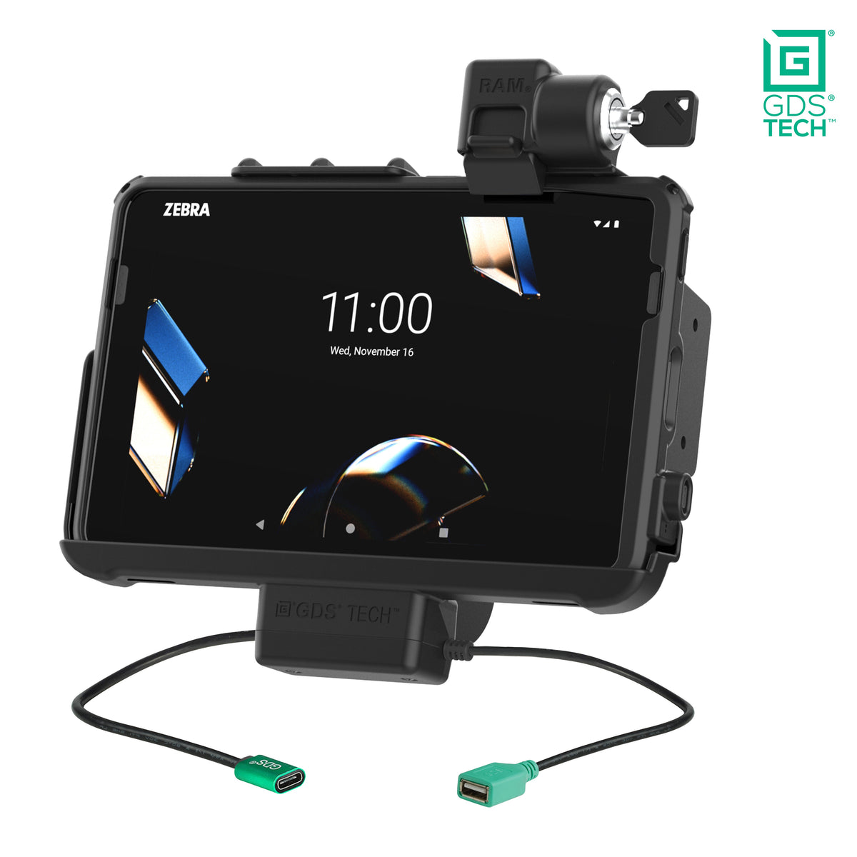 RAM Mounts locking GDS dock + data for Zebra ET40, ET45 and ET401 10-inch tablets in IntelliSkin – product photo