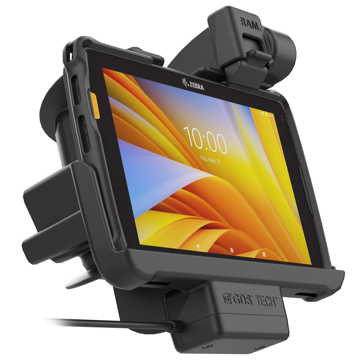 RAM Mounts GDS powered dock with latch for Zebra ET40, ET45 and ET401 8-inch tablets in IntelliSkin – further product photo