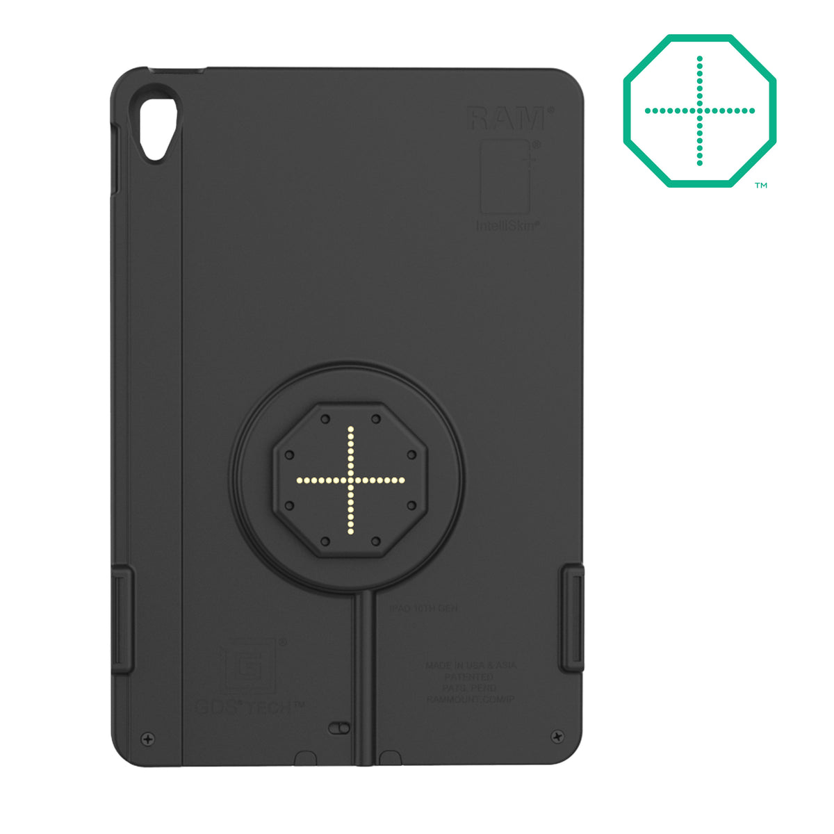 RAM Mounts IntelliSkin Thin-Case for Apple iPad 10th & 11th Gen with rear pogo pads – alternative view