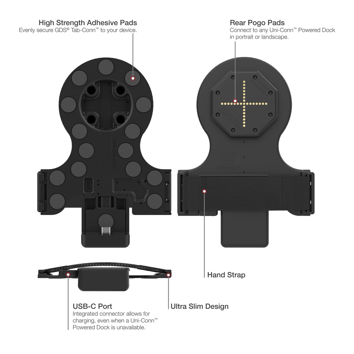 RAM Mounts GDS Tab-Conn adapter for tablets without case with rear pogo pads – further product photo