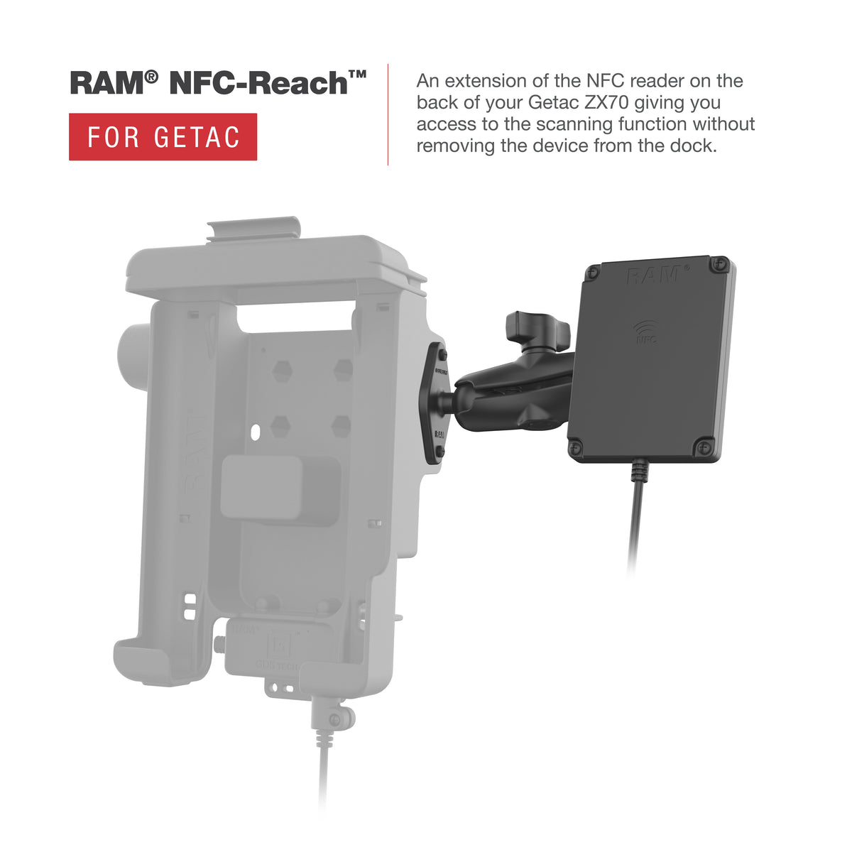 RAM Mounts Form-Fit holder for Getac ZX70 rugged tablet (NFC Extender compatible) – additional product photo