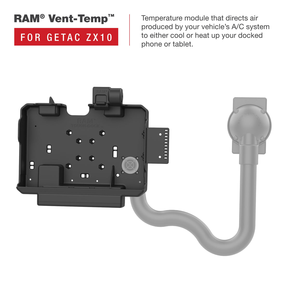 RAM Mounts power + dual USB data dock for Getac ZX10 rugged tablet – additional product photo