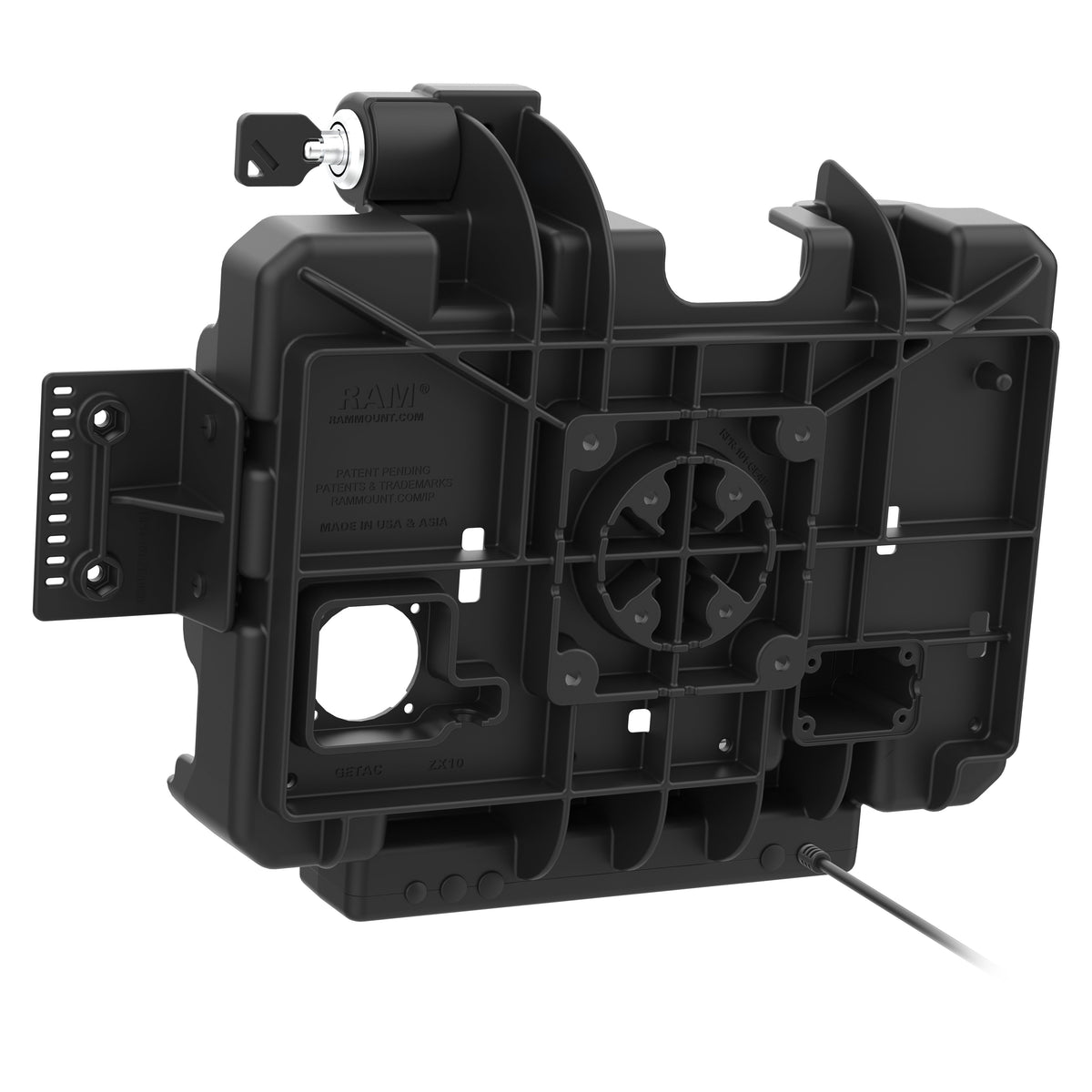 RAM Mounts key-locking Form-Fit powered dock for Getac ZX10 rugged tablet – further view