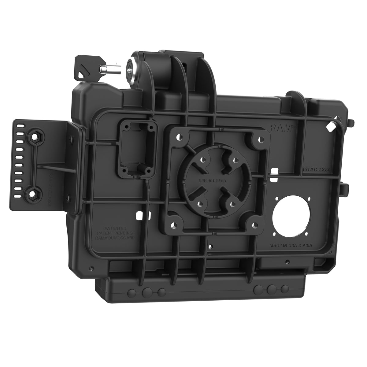RAM Mounts key-locking Form-Fit holder for Getac ZX80 rugged tablet – further view
