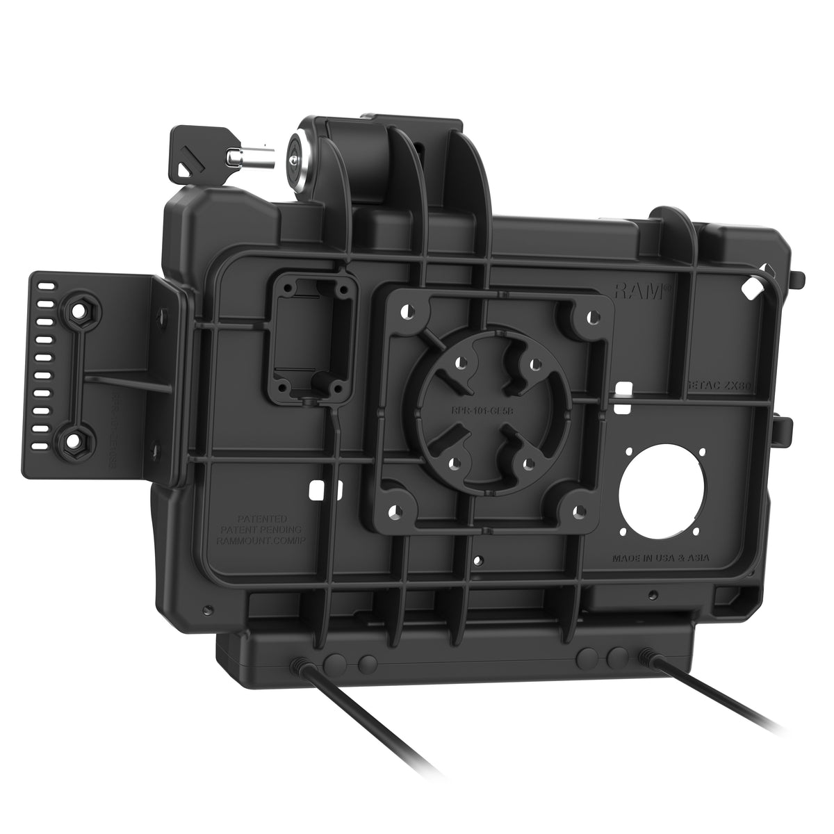 RAM Mounts key-locking power + data dock with USB-A for Getac ZX80 rugged tablet – further view