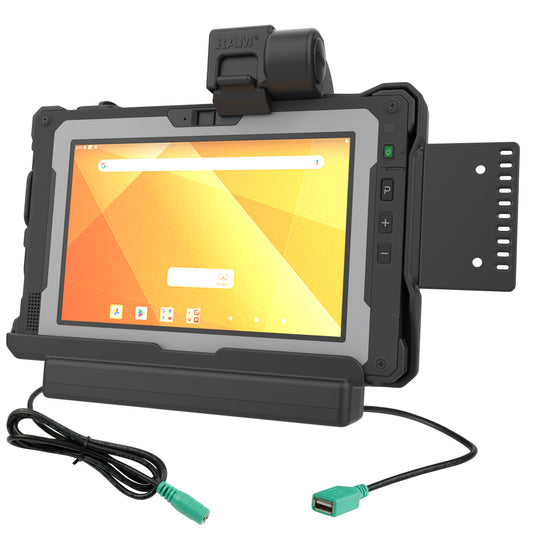 RAM Mounts power + data dock with USB-A for Getac ZX80 rugged tablet – product photo