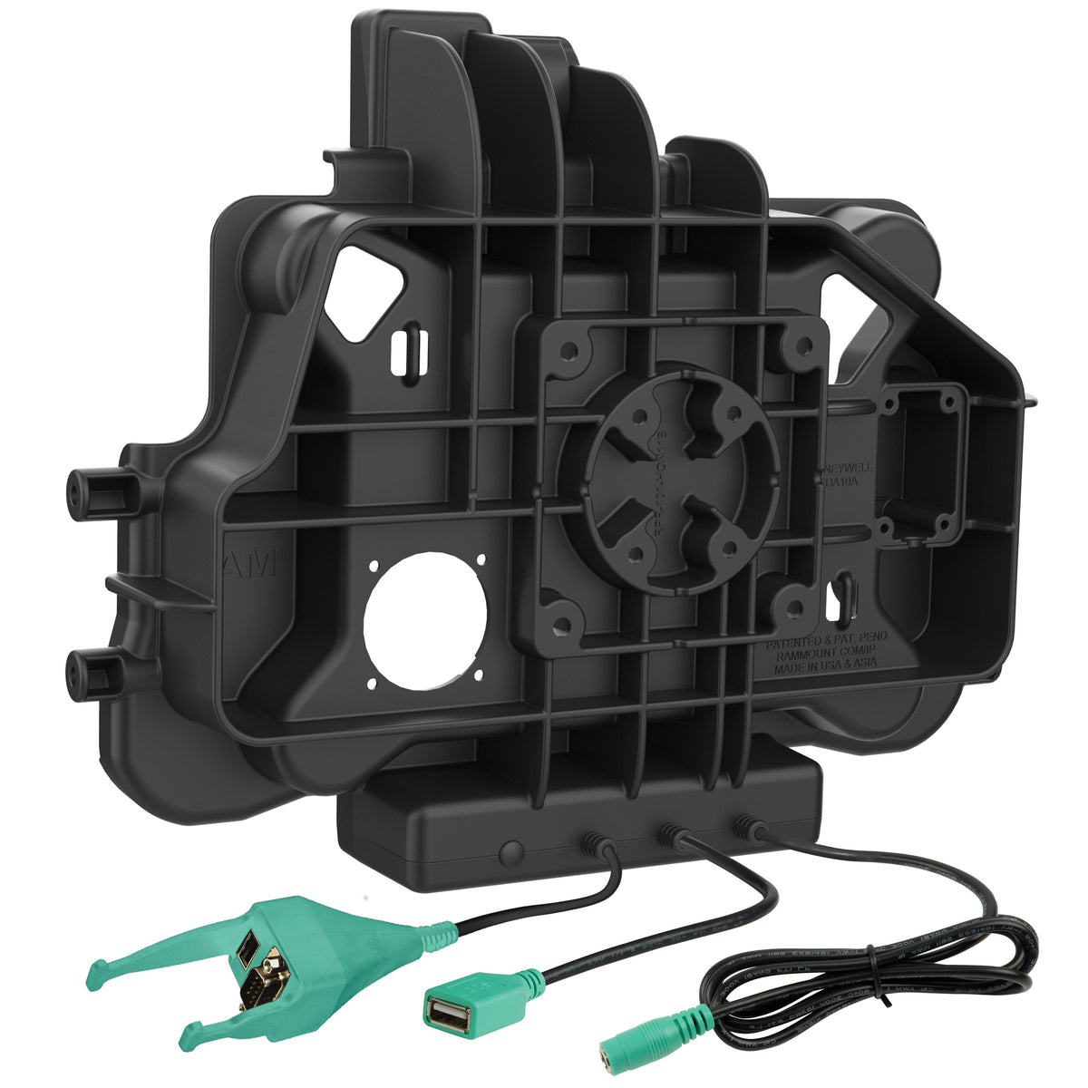 RAM Mounts key-locking power + data & DB9 dock for Honeywell ScanPal EDA10A tablet – another angle