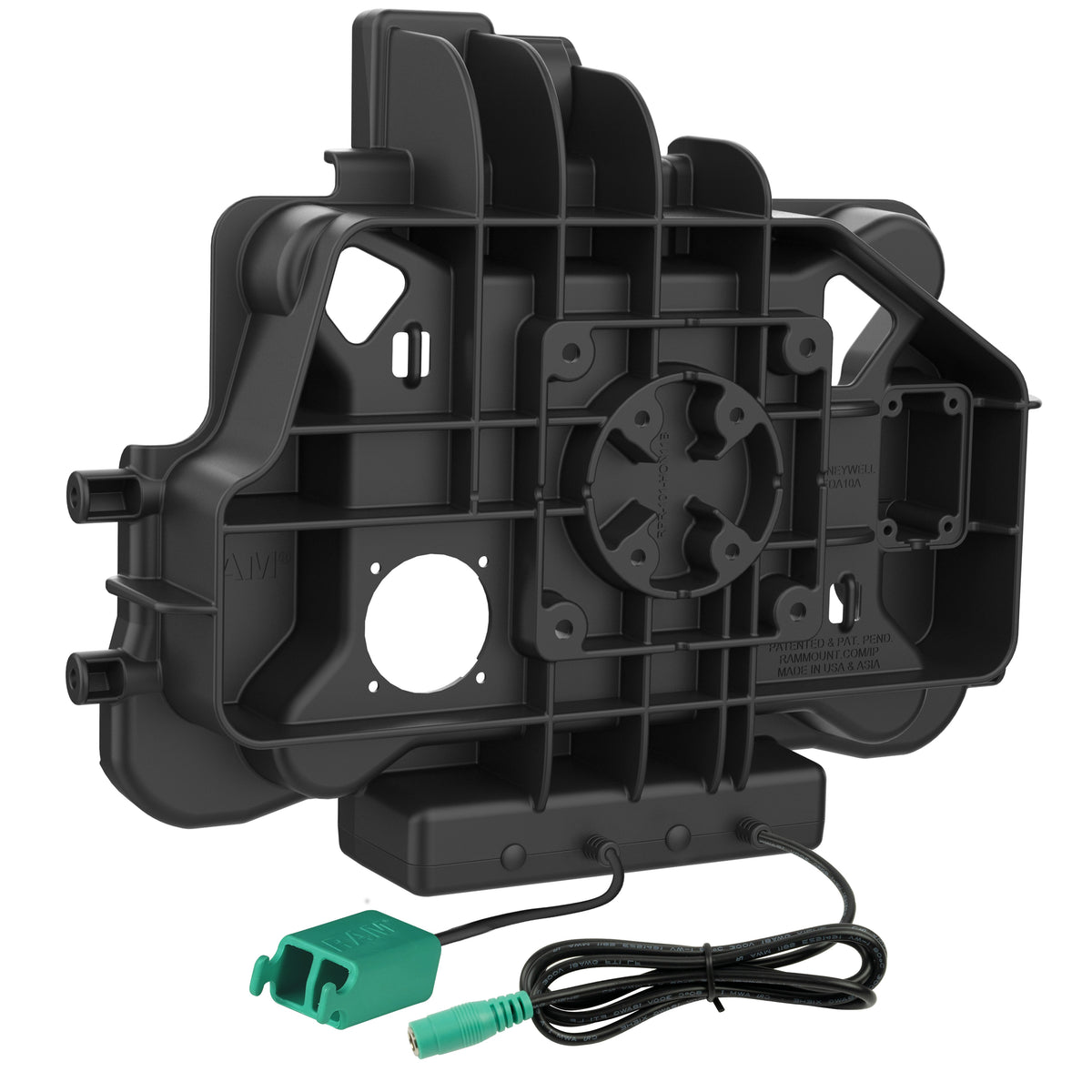 RAM Mounts key-locking power + dual USB dock for Honeywell ScanPal EDA10A tablet – another angle